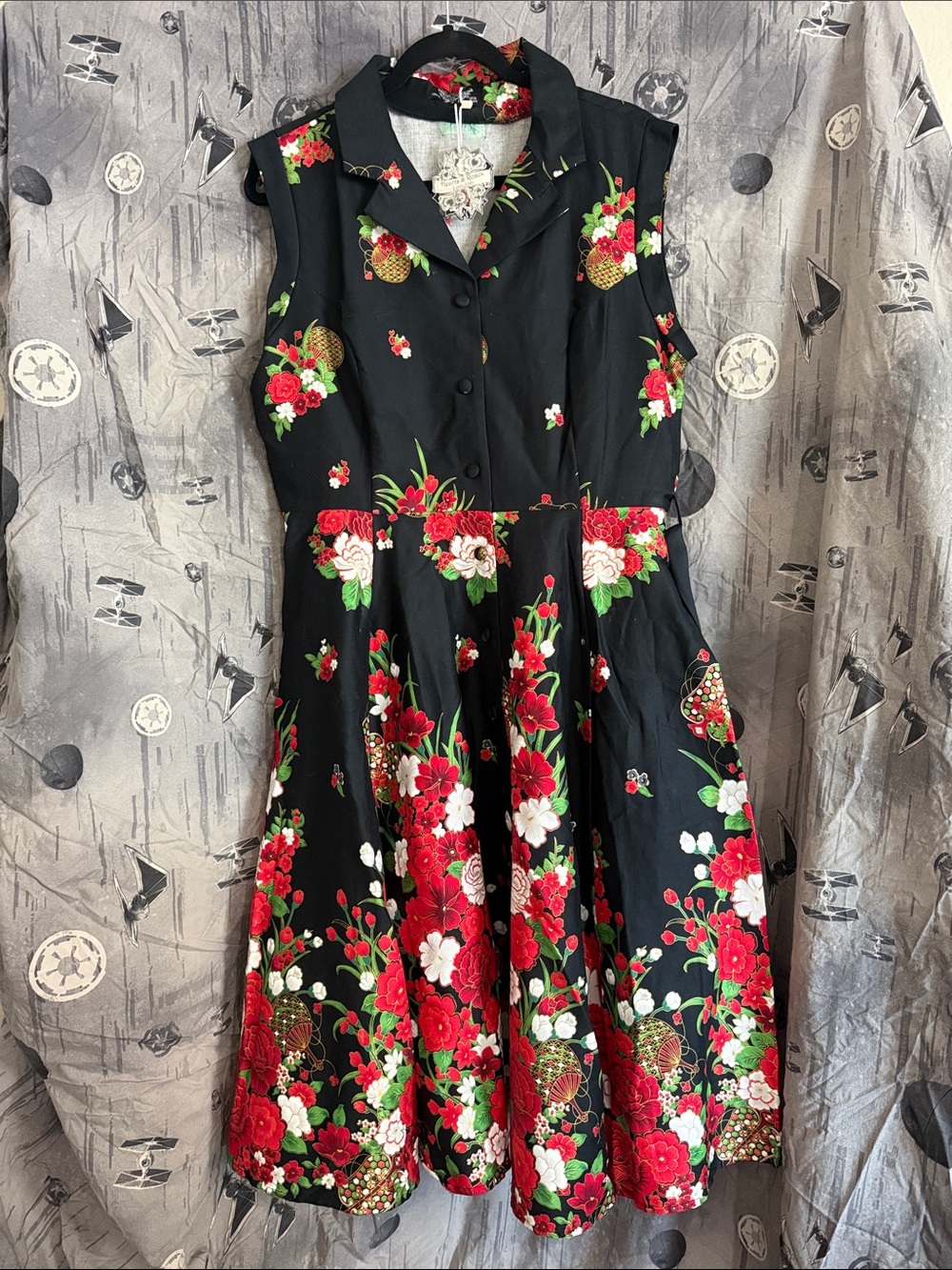 NWT HEARTS AND ROSES SHAHEEN INSPIRED SWING DRESS UK16